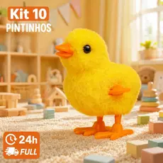 Kit 10 Pintinhos Amarelos Mecânicos a Corda Brinquedo Infantil Divertido para Festas