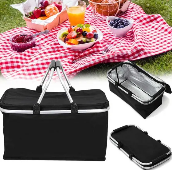 Cesta Térmica Cooler 30L Dobrável | Bolsa Térmica Grande para Praia, Piquenique, Camping, Lanche e Bebidas