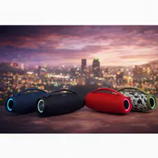 Caixa de Som Bluetooth 120W Potente Booms Box 3 33cm Portátil Grave Forte USB AUX – Preta/Azul/Vermelha/Camuflada