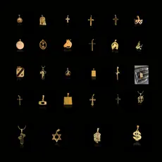 Pingente Banhado Ouro18k São Mais de 30 Modelos Face de Cristo - Cifrão - Tudo Posso - Estrela Davi - Cruz - Medalhão - Verssacis - Pai Nosso - Jesus - Time - Cruz Pai Nosso - Senhor é Meu Pastor - Cavalo - Letra Fé _ Escudo Fé - São Jorge - Chora Agora