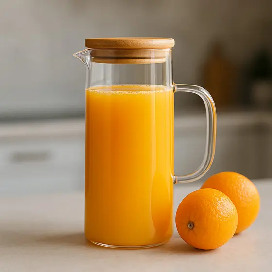 Jarra De Vidro Com Tampa Bambu 1L Suco Chá Hermética Com Vedação