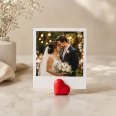 Suporte Porta Foto Polaroid Coração Instax Mesa Lembrancinha Casamento Festa Decoração - Kits 5 a 30