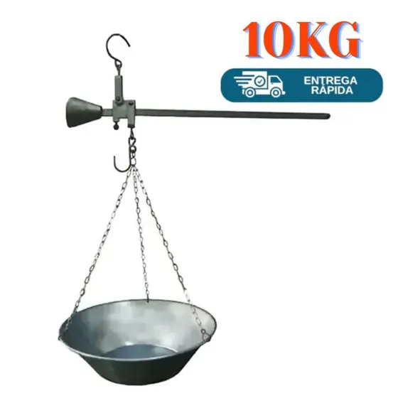 Balança de Vara com Prato – Capacidade 10 kg – Ideal para Feiras, peixes, hortifrúti, legumes