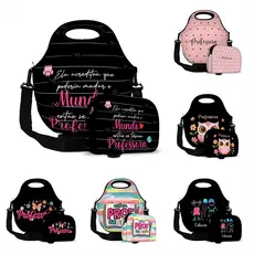 Kit  Presente Lancheira Térmica + Necessarie  Em Neoprene Especial   Dia dos Professores Varias Estampas