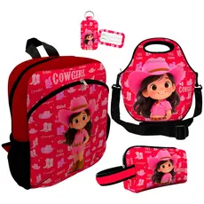 Kit Escolar Mochila Plus Infantil + Lancheira Térmica + Estojo Necessaire Plus Menina Boiadeira