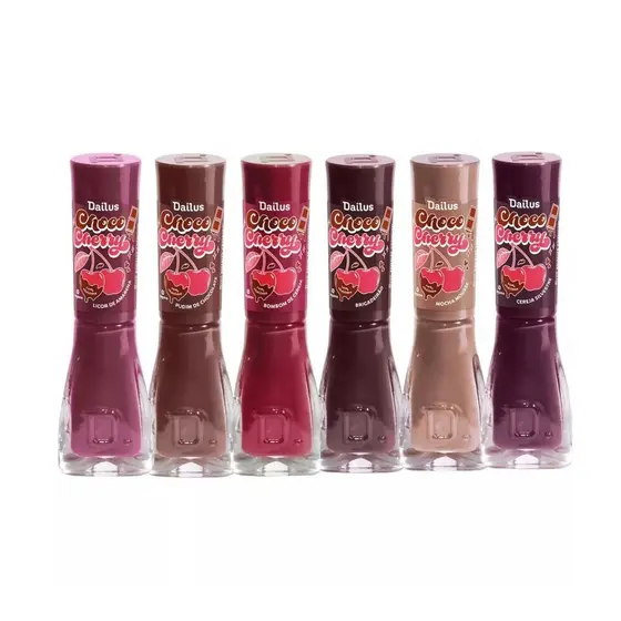 Kit 6 Esmaltes Dailus Coleção Choco Cherry - Cores Vibrantes e Novas