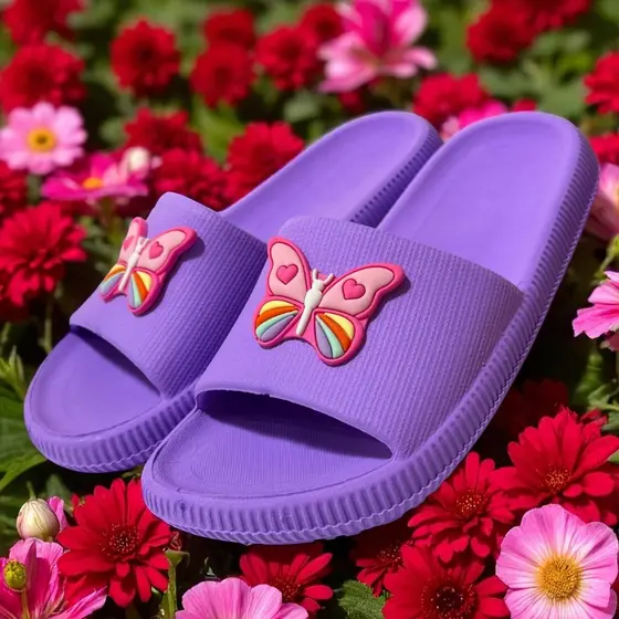 Chinelo Borboleta Slide Nuvem Sandalia Nuvem Infantil Menina Adulto Leve Confortavel Macio