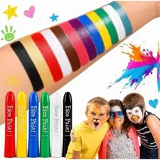 Canetas Pintura Facial 6 Cores Laváveis Face Paint Infantil Profissional Cores Vibrantes e Seguras