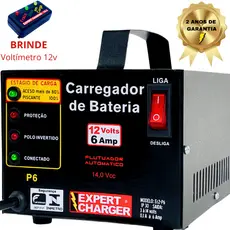 Carregador de Baterias automotivo 12volts - Acessório para moto, carro + Voltímetro de Brinde
