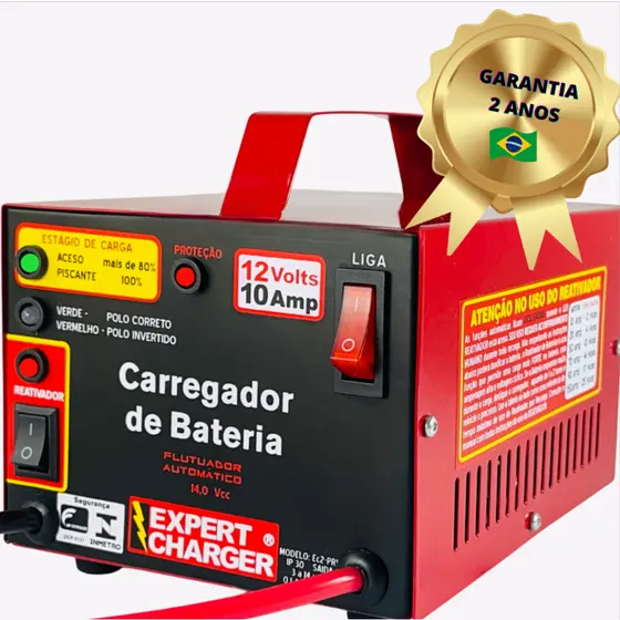 Carregador De Bateria 12V 10Amperes - Expert Charger PR10 Inteligente com modo FLUTUADOR e REATIVADOR