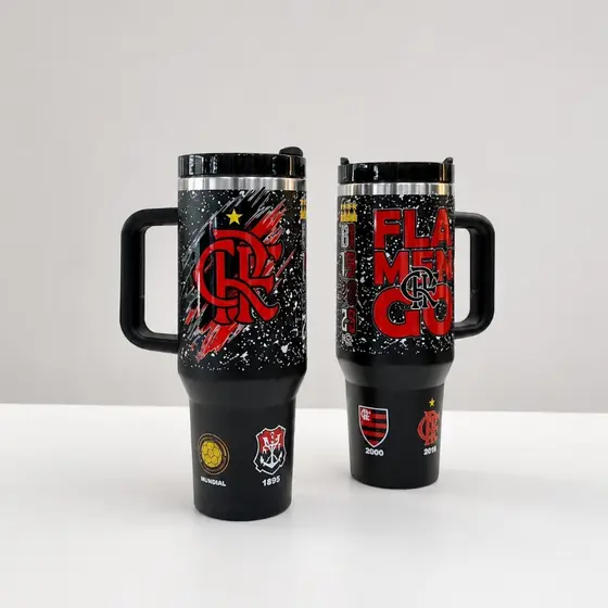Garrafa Copo Térmico Temático de Time 1200ml com Canudo Personalizado