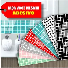 kit 10  Pastilhas Adesivas alto brilho porcelanato impermeável cozinha banheiro box lavanderia