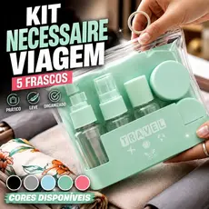 Kit Necessaire Viagem 5 Frascos Para Creme Shampoo Spray E Perfume