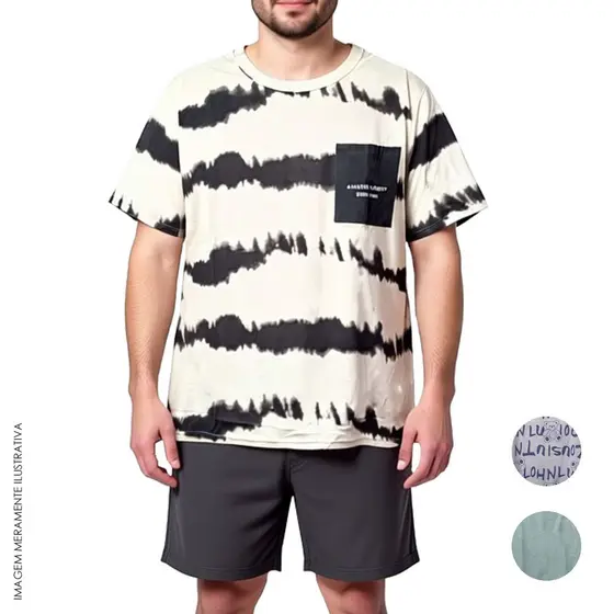 Conjunto pijama masculino 2 peças bermuda e camiseta estampada