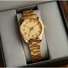 Relógio Feminino Dourado Banhado a Cor Ouro 18k Quartzo Original Resistente à água