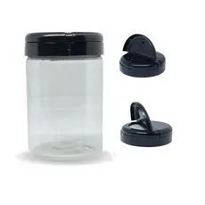 Pote Para Tempero Frasco Plástico 250g Com tampa Dosadora Dupla Preta 5un Cozinha Churrasco
