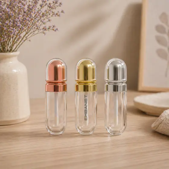 Recipiente P/ Gloss Brilho Labial 8ml Metálico Achatado 25un