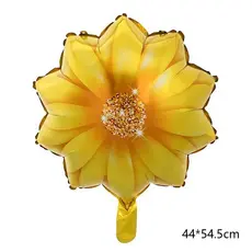 Balão Metalizado Flor Girassol Amarelo Festa Jardim Decoração Enfeites