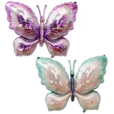 5 Balão Metalizado Borboleta Gigante Lilás ou Azul 100x74cm Festa Jardim