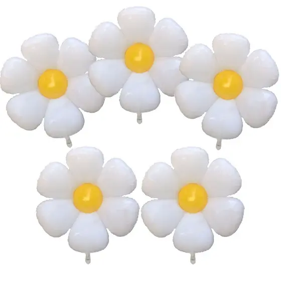Kit Balão Flor Margarida Branca 35cm Decoração Jardim Festa Enfeite