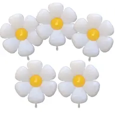 Kit Balão Flor Margarida Branca 35cm Decoração Jardim Festa Enfeite