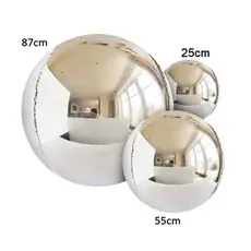 Kit c/ 12 Balão Metalizado Bola Globo 4d Prata Festa Decoração Enfeites - 4 Cada Tam