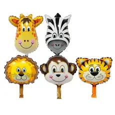 20 Balão Metalizado Safari Animais Centro De Mesa 32cm Macaco Girafa Leão Zebra Tigre - 4 cada