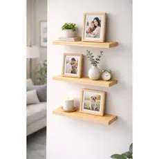 Prateleira Flutuante 30x10cm Madeira Maciça Pinus | Acabamento Premium Cru