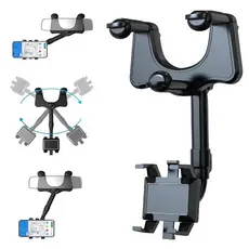 Suporte para Celular Smartphone com Apoio no Retrovisor Extensível Giro 360º
