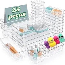 House Organizer Kit 15 ou 25 Pçs Organizador de Gaveta Acrilico Modular Multiuso Maquiagem Joias Acessório