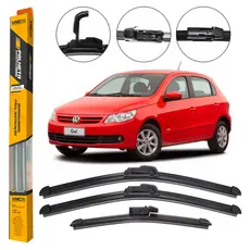 Kit 3 Palhetas para Limpador de Parabrisa Dianteiro + Traseiro Gol G5 GV 2008 2009 2010 2011 2012