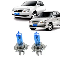 Par de Lâmpadas Super Branca Farol para Corsa Classic 2002 03 04 05 06 07 08 09 10 11 12 13 14 15 2016 8500k H4