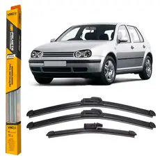 Kit de 3 Palhetas para Limpador de Parabrisa Dianteiro + traseiro para Golf 1993 Até 2006