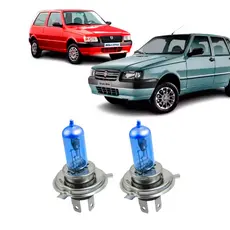 Par de Lâmpadas Super Branca do Farol para Fiat Uno 1984 Até 2013 8500k H4
