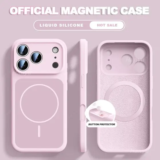 Capa De Telefone De Anel Fino Com Bloqueio De Cor De Silicone Líquido Magnético Para iPhone 17 16 15 14 13 Pro Max Prote