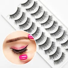 Cartela de Cílios com 10 Pares/Cílios Naturais Curvados e volumosos