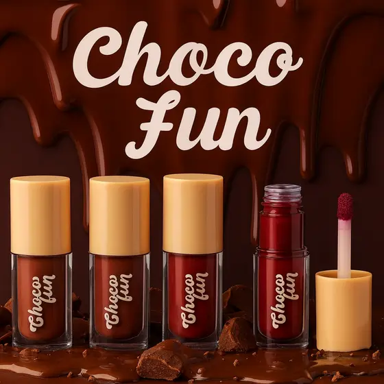 Choco Fun Lip Tint Gloss Cream  Fenzza, Brilho Labial Tint, com Alta Durabilidade