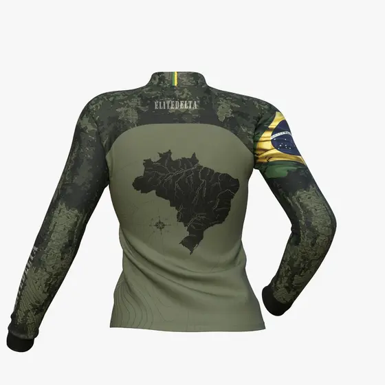 Camisa Babylook Feminina Longa Dry Uv Bandeira Do Brasil NEW ELITEDELTA