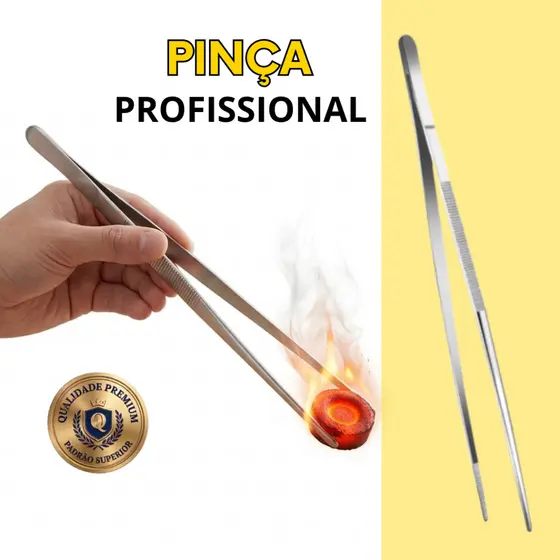 1 un Pinça Longa 30cm em Aço Inox Multiuso - Culinária e Precisão