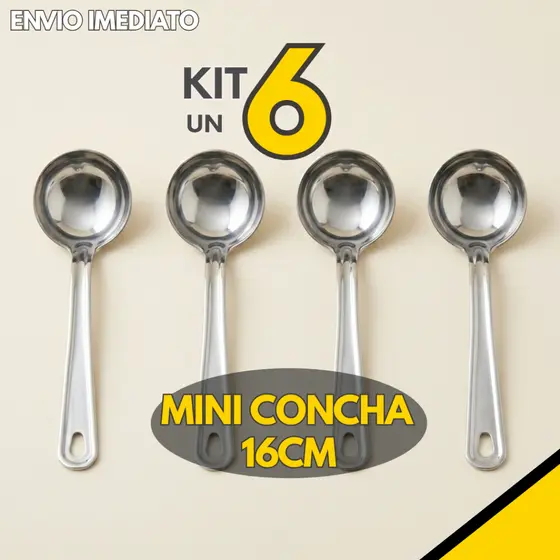 Kit 6, 5 ou 3 un - Mini Concha De Aço Inox Para Molho Vinagrete Calda Sobremesa