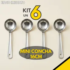 Kit 6, 5 ou 3 un - Mini Concha De Aço Inox Para Molho Vinagrete Calda Sobremesa