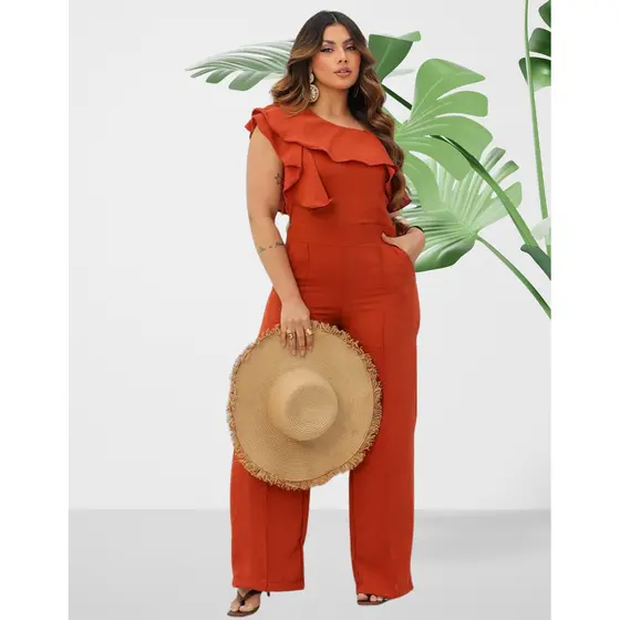 Macacão Longo Pantalona Alcinha Com Bolsos Confortavel