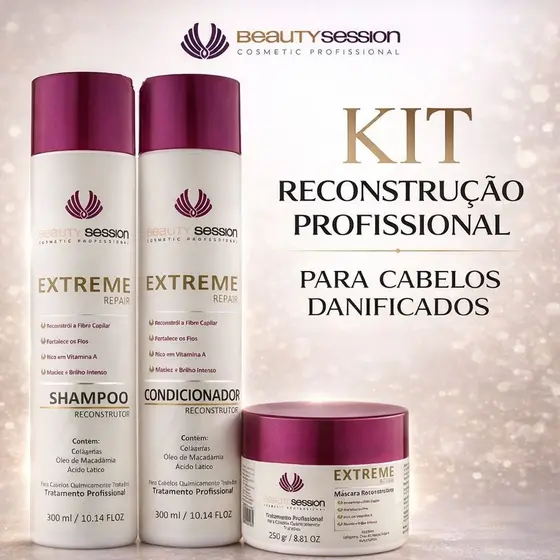 Tratamento Reconstrução para Cabelos Danificados EXTREME REPAIR  -  Beauty Session Cosmetic Professional