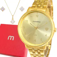Relógio Feminino Mondaine Analógico Dourado Prova Dágua Luxo