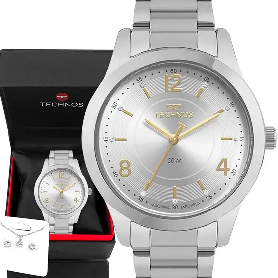 Relógio Feminino Technos Prata Original Garantia 1 Ano Top