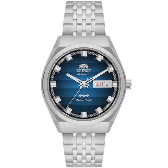 Relógio Orient Masculino Automático Aço Inox Prateado Azul