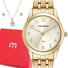 Relógio Mondaine Feminino Dourado Analógico Original Top