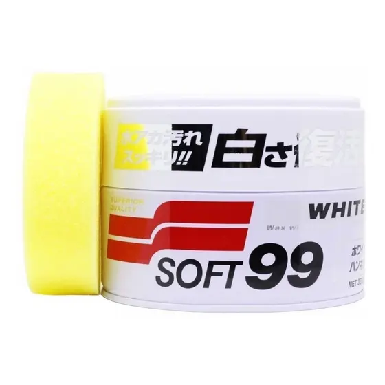 Cera Soft 99 automotiva White Cleaner Para Carros Branco Prata 350g estética automotiva auto brilho