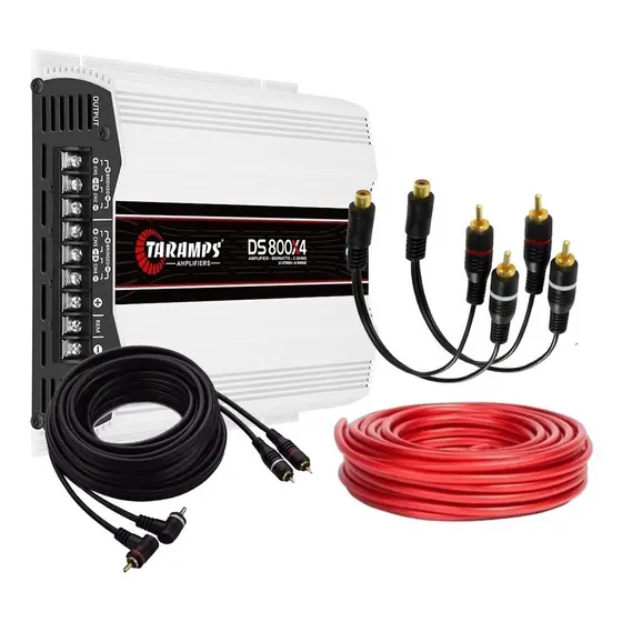 Módulo Taramps DS800x4 2 Ohms + Cabo Bateria 9mm 5 Metros + Cabo RCA 5 Metros + 2 Cabos Y