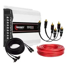 Módulo Taramps DS800x4 2 Ohms + Cabo Bateria 9mm 5 Metros + Cabo RCA 5 Metros + 2 Cabos Y